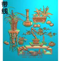 HP-2214梅花博古花瓶厉精雕图(BGP-022)