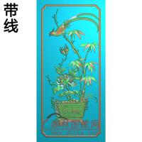 卷书椅几月季竹下精雕图(YJP-015)