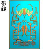蝙蝠双鱼精雕图(BF-629)