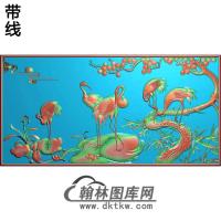 松鹤延年大床中心花板精雕图（SH-283）