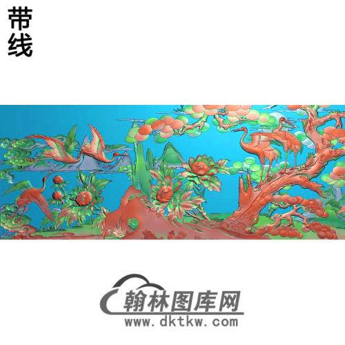 CSH-024-松鹤延年沙发长背花板111VCX精雕图（SH-286）