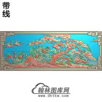 松鹤牡丹带边框精雕图（SH-308）
