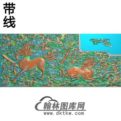 麒麟靠背精雕图（QL-065）