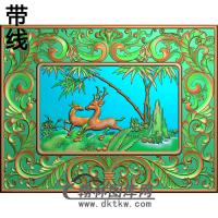 洋花床高拼背板右双鹿精雕图(L-002)