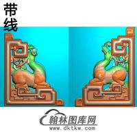 彪云下角花鹿精雕图(L-024)