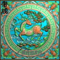 麒麟 方屏风精雕图(L-026)