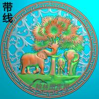 DW-024-动物系列三只小象精雕图(DX-002)