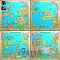 山水风景建筑精雕图(SSTT-010）