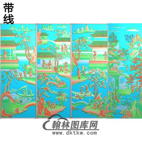 山水建筑古代人物精雕图(SSTT-013）