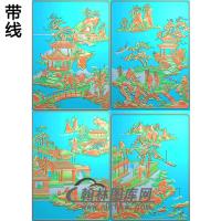书柜金典1山水人物精雕图(SSTT-026）