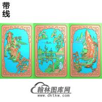 太和山水靠背床背精雕图(SSTT-028）