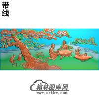 SSJZ-025山水建筑下棋人物精雕图(SSRW-029)