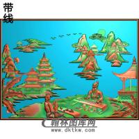 SSJZ-028山水建筑人物精雕图(SSRW-032)