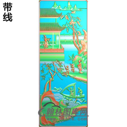 SSRW-0025-山水人物大门板1精雕图(SSRW-059)