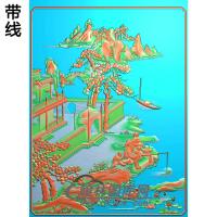 SSRW-3023-书柜金典4山水人物钓鱼精雕图(SSRW-072)