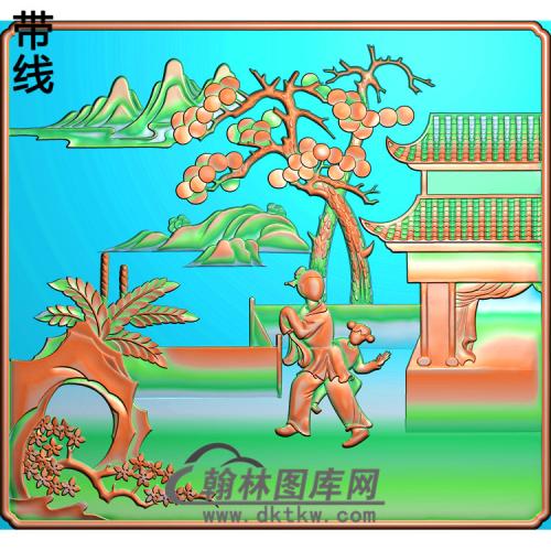 山水人物上门板1精雕图(SSRW-112)