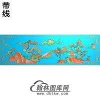 SSJZ-0032-春意山水下门板精雕图（SSFJ-115）