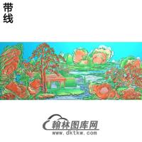 SSJZ-2217山水草屋精雕图（SSFJ-147）