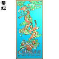 BX-008-八仙荷仙姑，蓝采合精雕图(BX-022)