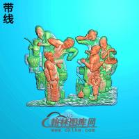GD-005-茶盘斗茶图精雕图(GD-072)