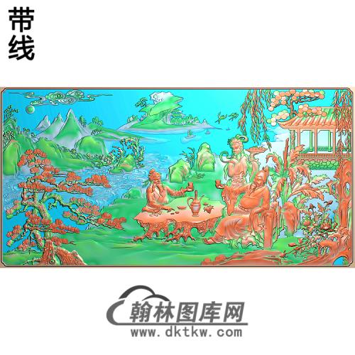 GD-7032文人雅士（将进酒）1精雕图(GD-127)