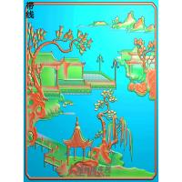 建筑山水侧板精雕图(SSJZ-122)