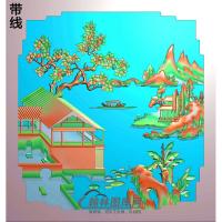 SSJZ-3004-山水顶箱柜上门板3精雕图(SSJZ-132)