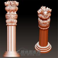 柱子四兽立体圆雕图20110516(YLT-011)