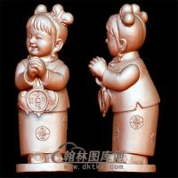 恭喜发财女童立体圆雕图(YTZ-4)