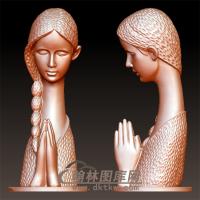 漂亮现代少女立体圆雕图(YSN-22)