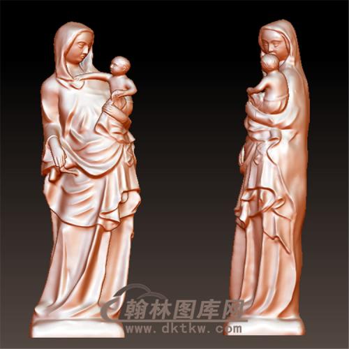 西方圣女抱孩立体圆雕图（YXF-005)
