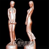 美女雕塑含羞立体圆雕图（YXF-093)