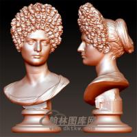 西方雕塑卷发女立体圆雕图（YXF-133)