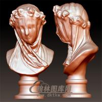 戴面纱的女士立体圆雕图（YXF-154)