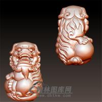 手把件狮子绣球立体圆雕图(YSZ-028)