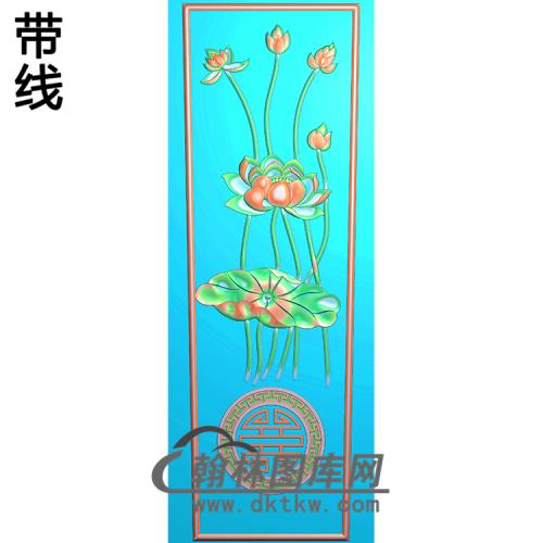 棺材荷花棺材盖274X750X5精雕图（GC-059）