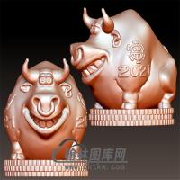 卡通牛摆件立体圆雕图(YN-015)