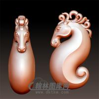 卷鬃毛马头修立体圆雕图(YM-042)