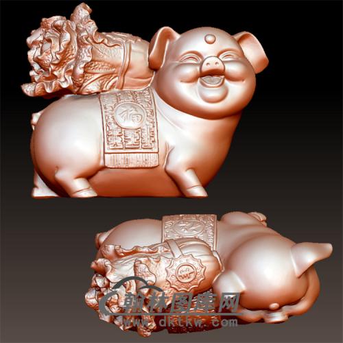 发财富足猪立体圆雕图(YZ-011)