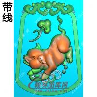 草龙牌头生肖猪挂件带线精雕图（GZ-023)