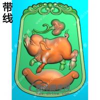 草龙牌头元宝猪挂件带线精雕图（GZ-026)