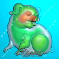 单只猪挂件精雕图（GZ-018)