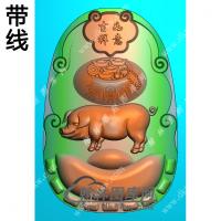 吉祥如意猪挂件带线精雕图（GZ-019)