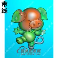 卡通生肖猪挂件带线精雕图（GZ-034)