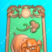 蝙蝠牌头猪挂件精雕图（GZ-044)
