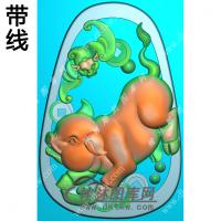 蝙蝠铜钱元宝猪挂件带线精雕图（GZ-021)