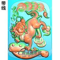 如意金钱貔貅挂件带线精雕图（PX-089)
