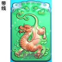 兽面貔貅挂件带线精雕图（PX-099)