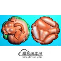 双面貔把件扫描图精雕图（PX-103)