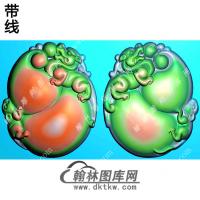 双面貔貅葫芦挂件带线精雕图（PX-115)